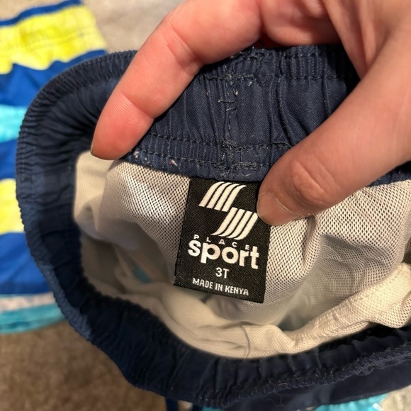 3T Kids Swim Shorts & Pants Bundle Lot - Blue, Yellow, Tan Shark Striped - Picture 4 of 5